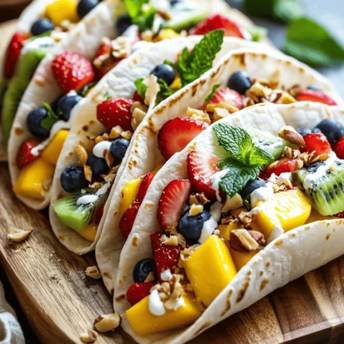 In recent years, there has been a noticeable shift toward healthier eating habits, with many individuals seeking out meals that are not only nutritious but also visually appealing. The trend for vibrant, colorful plates reflects a broader understanding of how food impacts our well-being and the importance of incorporating a variety of nutrients into our diets. Enter *Fruit Fiesta Tacos*—a delightful and health-conscious option that brings both fun and nutrition to the table. These tacos are perfect for any occasion, whether you’re looking to impress guests at a summer gathering or simply want a quick and satisfying meal that caters to your dietary preferences.