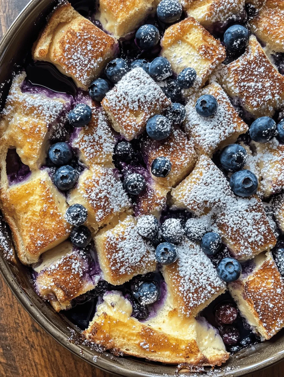 Delve into the delightful world of brunch with our Blueberry Bliss Cream Cheese French Toast Casserole. This recipe pairs the rich flavors of challah or brioche bread with creamy, dreamy layers of cream cheese and fresh blueberries, creating a breakfast or brunch dish that is both indulgent and satisfying. Imagine gathering with friends and family around the table, the aroma of baked blueberries and sweet cream wafting through the air, as you share a meal that's not just about nourishment but also about creating cherished moments. This casserole is perfect for those leisurely weekend mornings or special occasions when you want to impress your guests with minimal effort.