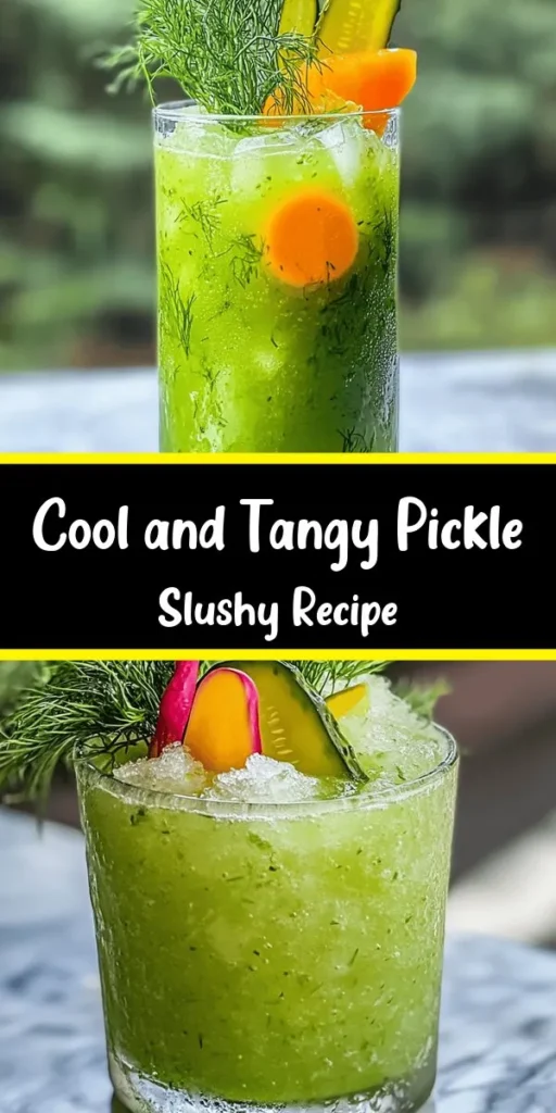 Beat the heat with this refreshing pickle slushy! Made with just dill pickle juice, crushed ice, and optional ingredients like fresh dill and cucumber, it’s a unique twist on summer drinks. Perfect for pickle lovers, this slushy comes together in just 10 minutes. Blend up a batch, adjust the sweetness to your liking, and serve it in chilled glasses with pickle slices and dill for a fun garnish. Sip your way to a tasty adventure!