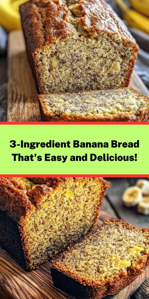 Make baking a breeze with this ultimate 3-ingredient banana bread recipe! Just mash 3 ripe bananas, mix in 1 cup of self-rising flour, and add 1/2 cup of sugar (or a healthier sweetener like honey or maple syrup). In just 70 minutes, you'll have a deliciously moist loaf that's perfect for breakfast, snacks, or dessert. Easy to make and oh-so-tasty, this banana bread is sure to become a favorite in your home!