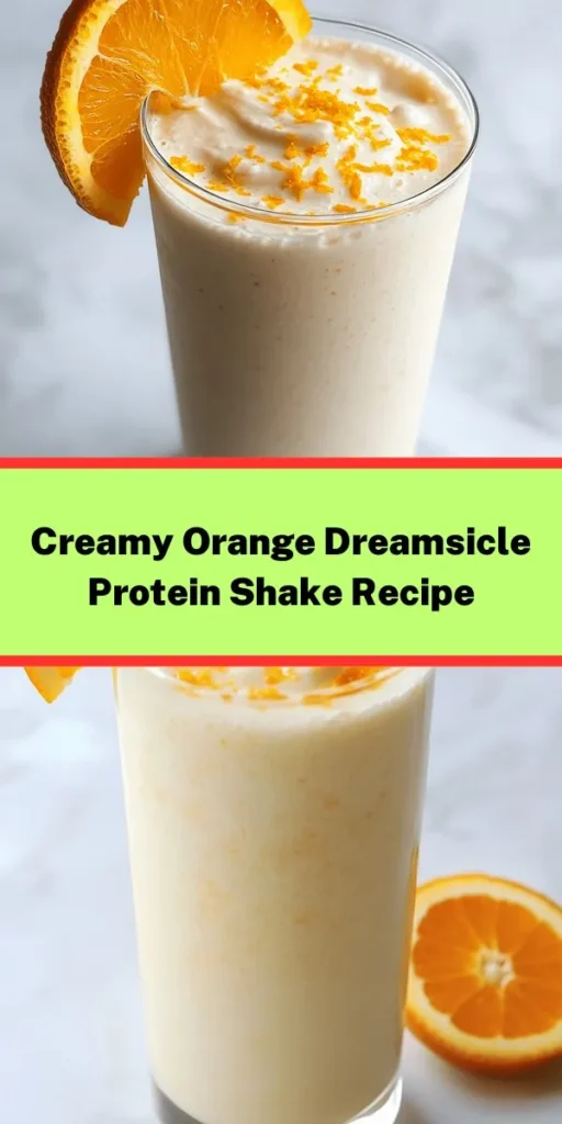 Treat yourself to a refreshing and nutritious Orange Dreamsicle Protein Shake! This delicious blend combines unsweetened almond milk, fresh orange segments, and creamy Greek yogurt with a scoop of vanilla protein powder for the perfect post-workout boost. Sweeten it with honey or maple syrup and enjoy a taste of summer all year round. Quick to make and incredibly satisfying, it’s the ideal snack or breakfast option. Blend up this shake in just 5 minutes and sip on something truly delightful!