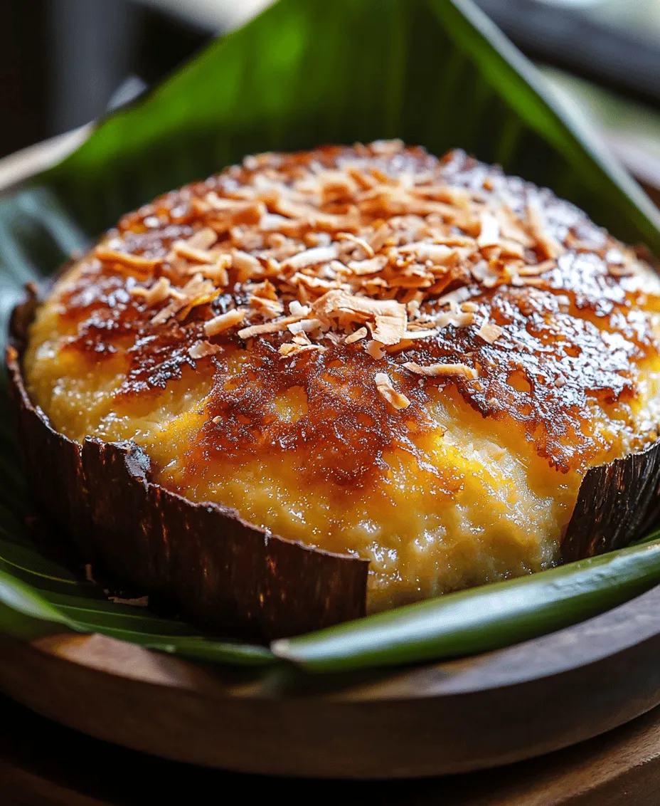Bibingka is a cherished traditional delicacy from the Philippines, renowned for its soft, fluffy texture and delightful flavor. This rice cake, made primarily from rice flour and coconut milk, holds a special place in Filipino culture, often enjoyed during festive occasions such as Christmas and local festivals. The sweet, slightly savory treat is typically sold by street vendors or made at home, where families gather to share in the joy of cooking and eating together.