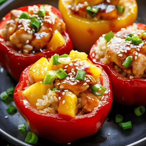 Welcome to a culinary adventure that marries the rich, savory notes of Asian cuisine with the bright, refreshing essence of tropical flavors. The Teriyaki Pineapple Chicken & Rice Stuffed Peppers recipe encapsulates this delightful fusion, presenting a vibrant dish that is as visually appealing as it is delicious. Imagine plump, juicy bell peppers brimming with a hearty filling of tender chicken, fluffy rice, and succulent pineapple, all enveloped in a luscious teriyaki sauce that ties these diverse flavors together.