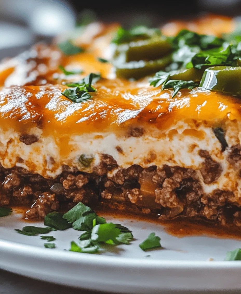 The keto diet has surged in popularity over recent years, becoming a go-to nutritional plan for those seeking to lose weight or enhance their overall health. This high-fat, low-carb lifestyle emphasizes the reduction of carbohydrate intake while increasing healthy fats and protein consumption. One of the many reasons for its appeal is the ability to enjoy delicious, satisfying meals without compromising on flavor or texture. Among the myriad of recipes that fit this dietary approach, the <strong>Keto Jalapeño Popper Casserole</strong> stands out as an exceptional dish that combines indulgence with health-conscious ingredients.” /></p>
</p>
<h3>Importance of Mixing Jalapeños and Cheese into the Meat Mixture</h3>
</p>
<p>In the Keto Jalapeño Popper Casserole, the integration of jalapeños and cheese into the meat mixture is crucial for both flavor and texture. Jalapeños bring a spicy, zesty kick that enhances the overall taste of the casserole, while melted cheese adds a creamy richness that balances the heat from the peppers. Mixing these ingredients into the meat not only distributes the flavors evenly throughout the dish but also ensures that every bite is packed with deliciousness.</p>
</p>
<p>When you incorporate jalapeños directly into the meat mixture, they soften during cooking, releasing their oils and flavor into the dish. This step is essential for achieving that signature popper taste that we all crave. Additionally, the cheese helps to bind the meat and peppers together, providing a cohesive texture that holds up well in a casserole format.</p>
</p>
<h3>Preparing the Egg Mixture</h3>
</p>
<p>Next, it’s time to prepare the egg mixture, an essential component of the casserole that helps it hold its shape and adds moisture. Begin by cracking large eggs into a mixing bowl, aiming for four to five eggs, depending on the size of your casserole dish. To this, add a generous amount of sour cream, typically around one cup. The sour cream not only adds creaminess but also a slight tang that complements the richness of the cheese and meat.</p>
</p>
<h4>Whisking Techniques for Smooth Egg and Sour Cream Blend</h4>
</p>
<p>Using a whisk, thoroughly combine the eggs and sour cream. Start by breaking the yolks and then whisking in circular motions to incorporate air, resulting in a fluffy mixture. To achieve a smooth consistency, continue whisking until there are no lumps of sour cream remaining. You can also use an electric mixer for a more effortless blending process, especially if you’re preparing a large batch.</p>
</p>
<p>The role of this egg mixture is pivotal; it acts as a binder that holds the casserole together. When baked, the eggs set, creating a structure that supports the other ingredients while contributing to the overall creaminess of the dish.</p>
</p>
<h3>Assembling the Casserole</h3>
</p>
<p>Now that your ingredients are prepped, it’s time to assemble your casserole. Begin by spreading the meat mixture evenly across the bottom of your greased baking dish, ensuring that it covers the base thoroughly. This layer forms the foundation of your casserole.</p>
</p>
<h4>Layering Techniques for Even Distribution of Flavors</h4>
</p>
<p>To achieve a well-balanced flavor profile, follow up with a layer of the egg mixture, pouring it evenly over the meat. This ensures that every bite contains both meat and the creamy egg blend. Next, sprinkle additional shredded cheese on top of the egg layer. Here, you can use a combination of cheeses, such as cheddar and cream cheese, to add depth of flavor.</p>
</p>
<p>The importance of a cheese topping cannot be overstated, as it forms a delicious, golden crust that adds a satisfying texture to each serving. The cheese not only enhances the visual appeal of the dish but also contributes to the overall richness that makes this casserole a favorite.</p>
</p>
<h3>Baking the Casserole</h3>
</p>
<p>With the casserole assembled, it’s time for the final step: baking. Preheat your oven to 350°F (175°C). This temperature allows the casserole to cook evenly, ensuring that the eggs set properly while the cheese melts and browns beautifully.</p>
</p>
<h4>Ideal Oven Settings and Baking Times to Achieve Perfect Results</h4>
</p>
<p>Place the casserole in the preheated oven and bake for approximately 30-35 minutes, or until the cheese is bubbly and golden brown. To check for doneness, insert a knife into the center; it should come out clean, indicating that the eggs have set.</p>
</p>
<h4>Signs That the Casserole Is Ready to Come Out of the Oven</h4>
</p>
<p>The visual cues are equally important; look for a firm surface and a slight puffing of the casserole. The edges should be slightly crisp and golden, while the cheese should be fully melted and beginning to brown. Once these signs are visible, you can confidently remove the casserole from the oven.</p>
</p>
<h4>Tips for Cooling to Enhance Flavor and Texture Before Serving</h4>
</p>
<p>Allow the casserole to cool for about 10-15 minutes before serving. This cooling period not only makes it easier to cut into portions but also enhances the flavors as they meld together. The slight cooling also allows the casserole to firm up, making it easier to serve without falling apart.</p>
</p>
<h3>Serving Suggestions</h3>
</p>
<p>When it comes to serving your Keto Jalapeño Popper Casserole, consider these best practices for portioning and presentation. Use a sharp knife to cut even squares, ensuring each piece includes a good mix of meat, cheese, and jalapeños.</p>
</p>
<h4>Suggested Garnishes and Their Flavor Contributions</h4>
</p>
<p>For an extra pop of flavor and color, garnish each serving with fresh cilantro or chopped green onions. Cilantro adds a refreshing, herbal note that complements the richness of the casserole, while green onions provide a mild, oniony crunch that enhances the dish’s overall texture.</p>
</p>
<h4>Pairing Ideas That Complement the Casserole While Keeping It Keto-Friendly</h4>
</p>
<p>To complete your meal, consider pairing the casserole with a simple side salad dressed in olive oil and vinegar or sautéed low-carb vegetables like zucchini or asparagus. These options provide additional nutrients while keeping the meal within your ketogenic dietary goals.</p>
</p>
<h3>Nutritional Information</h3>
</p>
<p>A typical serving of Keto Jalapeño Popper Casserole contains approximately 350-400 calories, depending on the ingredients used. Here’s a breakdown of its nutritional content:</p>
</p>
<p>– <strong>Calories</strong>: 350-400</p>
<p>– <strong>Total Fat</strong>: 25-30 grams</p>
<p>– <strong>Protein</strong>: 25-30 grams</p>
<p>– <strong>Carbohydrates</strong>: 5-8 grams (Net Carbs: 2-5 grams)</p>
</p>
<p>This nutritional profile makes it an excellent choice for those on a ketogenic diet, as it is high in healthy fats and proteins while remaining low in carbohydrates.</p>
</p>
<h4>Discussion of How This Dish Fits into a Balanced Keto Meal Plan</h4>
</p>
<p>Incorporating this casserole into your meal plan can help maintain your macronutrient goals while providing a filling and satisfying dish. It’s perfect for lunch or dinner and can be stored in the refrigerator for meal prep throughout the week.</p>
</p>
<h4>Highlighting the Benefits of This Dish for Those Following a Ketogenic Lifestyle</h4>
</p>
<p>Not only is this casserole delicious, but it also offers the benefits of a keto-friendly meal. It’s rich in protein, which can aid in muscle retention, and high in healthy fats that keep you satiated. Plus, the inclusion of jalapeños provides antioxidants and vitamins, contributing to a well-rounded dish.</p>
</p>
<h3>Conclusion</h3>
</p>
<p>The Keto Jalapeño Popper Casserole is a delightful and satisfying dish that perfectly encapsulates the essence of comfort food while adhering to ketogenic principles. With its rich flavors of cheese, spicy jalapeños, and savory meat, this casserole is a guaranteed hit at family gatherings or during meal prep for the week.</p>
</p>
<p>We encourage you to try this recipe and enjoy all the flavors that come together in this hearty dish. Embrace the creativity of cooking within dietary restrictions and discover that you can enjoy flavorful meals without sacrificing your health goals. Whether you’re entertaining guests or simply cooking for yourself, this casserole is sure to impress and satisfy.</p>
<div id=