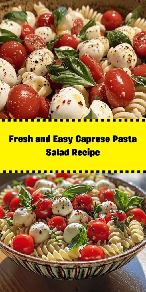 Looking for a quick and delicious side dish? Try this Easy Caprese Pasta Salad! Made with bite-sized pasta, juicy cherry tomatoes, creamy mozzarella, and fresh basil, it’s tossed in a simple olive oil and balsamic dressing. Perfect for summer gatherings or a light lunch, this salad is both refreshing and satisfying. Ready in just 20 minutes, it's a must-try for any pasta lover! Add a sprinkle of red pepper flakes for an extra kick. Enjoy!