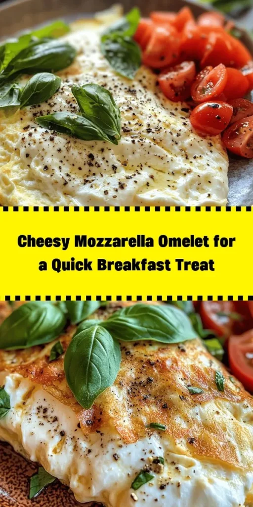 Start your day with this delicious Cheesy Delight: Mozzarella Omelet! Packed with fresh mozzarella, eggs, and optional toppings like basil, tomato, and spinach, this easy recipe is perfect for a quick and satisfying breakfast. In just 10 minutes, you can whip up a fluffy omelet that’s sure to impress. Enjoy the melty cheese and vibrant flavors for a perfect morning boost. Don’t forget to customize it to your taste!