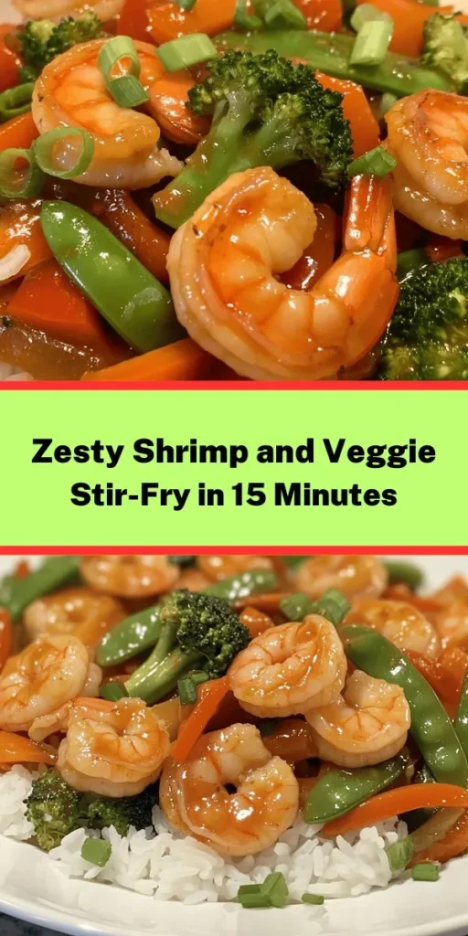 Looking for a quick, flavorful meal? Try this zesty shrimp and veggie stir-fry! In just 15 minutes, you can whip up a delicious dish using large shrimp and a colorful mix of vegetables like bell peppers and broccoli. Toss it in a savory sauce made with soy sauce, garlic, and ginger for that perfect punch of flavor. Serve it over rice or noodles for a satisfying dinner. Perfect for busy weeknights! Enjoy the vibrant colors and fresh taste!