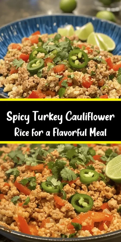 Enjoy a healthy twist on dinner with this Spicy Turkey Cauliflower Rice recipe! Packed with flavor from ground turkey, fresh veggies, and spices, this dish is sure to please everyone at the table. It’s easy to make in just 30 minutes and includes riced cauliflower for a low-carb option. Garnish with green onions and cilantro, and don’t forget the lime wedges for a zesty finish. Perfect for a quick weeknight meal! Try it tonight!