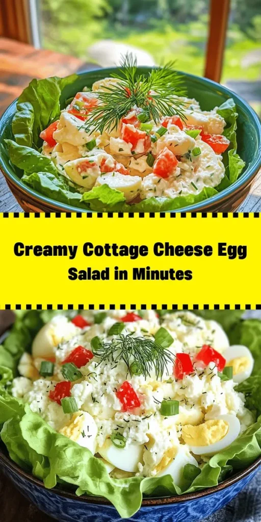Looking for a nutritious and easy dish? Try this simple Cottage Cheese Egg Salad! Packed with protein from the eggs and cottage cheese, it's a delightful mix of flavors with the crunch of red bell pepper and green onions. Perfect for a light lunch or a hearty sandwich, this recipe comes together in just 15 minutes of prep time. Chill it for a bit to enhance the taste, and enjoy it on lettuce or whole-grain bread. Garnish with fresh herbs for an extra touch!