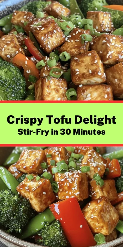 Discover the delightful flavors of Tofu Delight Stir-Fry! This easy recipe features crispy tofu tossed with vibrant veggies like bell peppers, broccoli, and snap peas, all enhanced by garlic and ginger. Perfect for a quick weeknight dinner, this dish comes together in just 30 minutes. Serve it over rice or noodles for a healthy, satisfying meal. Whip up this colorful stir-fry and enjoy a delicious vegetarian feast!