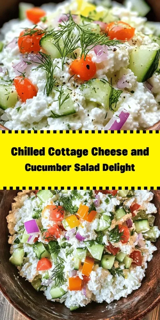 This refreshing Cottage Cheese and Cucumber Salad is the perfect light dish for any occasion! Made with creamy cottage cheese, crunchy cucumber, and colorful bell peppers, it's packed with flavor and freshness. With just a handful of ingredients like red onion, fresh dill, and a splash of lemon juice, you can whip it up in just 10 minutes. Chill for 30 minutes to let the flavors meld, and enjoy a healthy, delicious salad that’s great as a side or a light meal. Optional cherry tomatoes add a pop of color and taste. Perfect for summer picnics or a quick lunch!