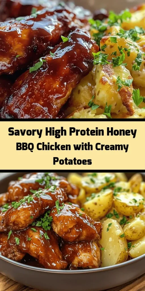 Savor the deliciousness of High Protein Honey BBQ Chicken paired with creamy garlic Parmesan potatoes! This easy recipe features juicy, marinated chicken baked to perfection, complemented by rich, cheesy potatoes that are bursting with flavor. Ready in just an hour, this meal is perfect for a family dinner or meal prep. Enjoy a balance of sweet and savory in every bite. Don't forget to garnish with fresh herbs for that extra pop!