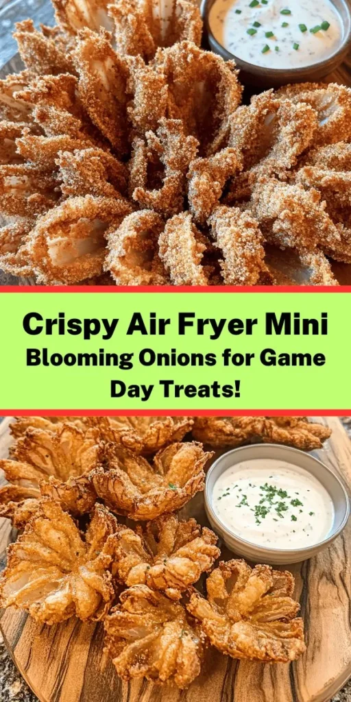 Indulge in these Crispy Mini Blooming Onions made in the air fryer! These tasty bites start with small yellow onions, soaked in buttermilk for a delicious flavor. Coated in a flavorful mix of flour, cornmeal, and spices, they're air-fried to perfection for a crispy finish. Perfect for snacking or serving with your favorite dipping sauce, these mini blooming onions are sure to impress at any gathering. Quick and easy, they make a delightful treat!