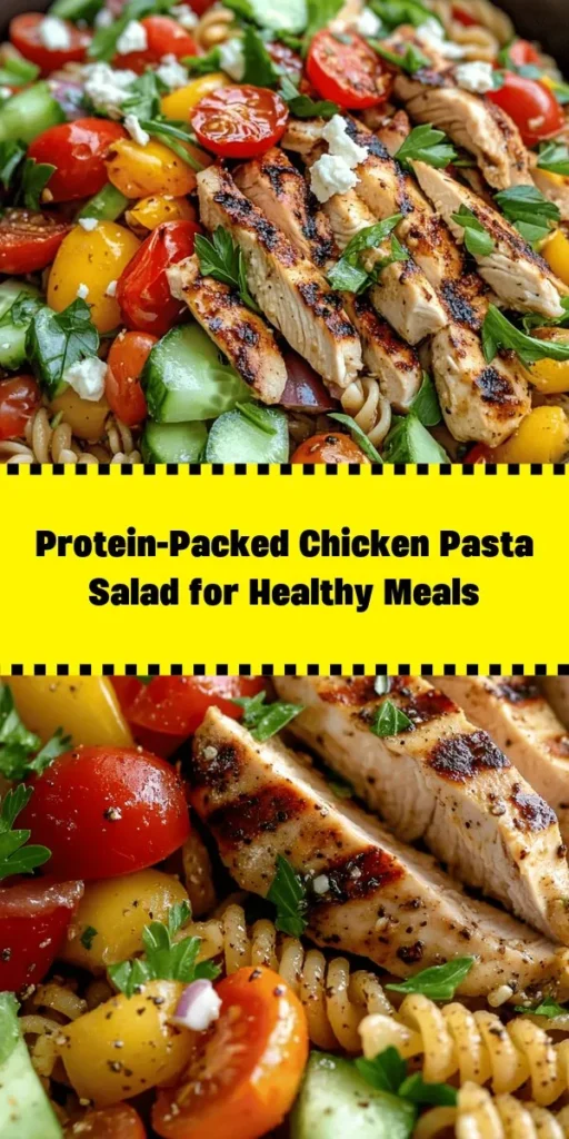 Revitalize your mealtime with this High Protein Chicken Pasta Salad! Packed with whole wheat pasta, grilled chicken, fresh veggies, and a zesty dressing, it's a deliciously healthy option for lunch or dinner. With the added kick of chickpeas and optional feta, you’ll enjoy a well-rounded dish that fuels your day. Perfect for meal prep or a picnic, simply chill and serve for a refreshing bite anytime. Dive into this nutritious salad today!