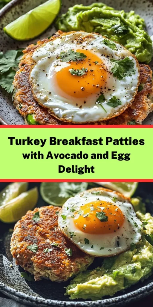 Start your day with these delicious Turkey Breakfast Patties topped with creamy avocado and a perfectly cooked egg. Packed with flavor from garlic, onion, and smoked paprika, these patties are easy to make and incredibly satisfying. Serve them with mashed avocado seasoned with lime juice and garnish with fresh cilantro for a vibrant twist. Ready in just 30 minutes, this healthy breakfast not only fuels your morning but is also great for meal prep!
