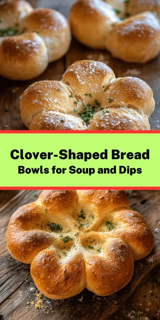 Get creative in the kitchen with this delightful Clover-Shaped Bread Bowl recipe! Perfect for serving soups or dips, these adorable and soft bread bowls are as fun to make as they are to eat. Made with simple ingredients like all-purpose flour, yeast, and olive oil, they come together easily. Just follow the steps to knead, shape, and bake these charming clover creations. Bake a batch today and impress your family and friends with a unique twist on traditional bread!