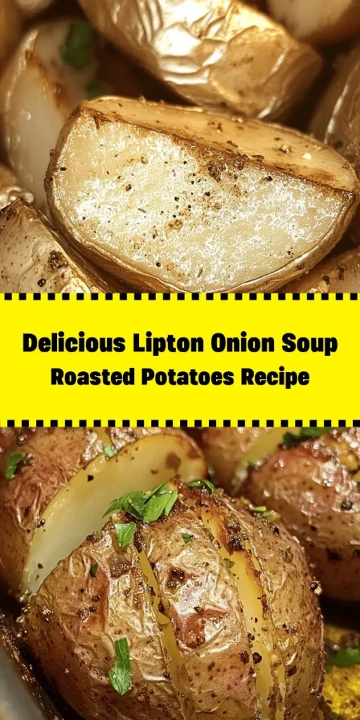 Looking for a tasty side dish that’s easy to make? Try these Lipton Onion Delight Potatoes! With just a few simple ingredients like russet potatoes, Lipton Onion Soup Mix, and olive oil, you can whip up a flavorful dish that pairs perfectly with any meal. The roasting process gives them a crispy edge while keeping the inside tender. Ready in about an hour, this dish is sure to impress your family and friends! Don’t forget the fresh parsley for a pop of color.