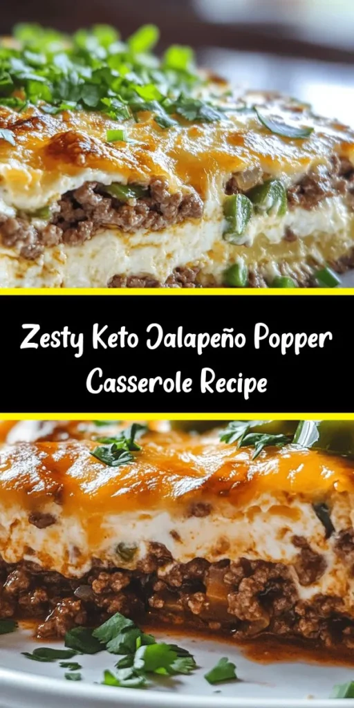 Savor the deliciousness of this Keto Jalapeño Popper Casserole! Perfect for a cozy dinner, this dish combines ground beef or pork with creamy cheeses and spicy jalapeños for a flavorful meal. Easy to prepare in just 45 minutes, it's packed with protein and low on carbs. Garnish with fresh cilantro or green onions for a touch of color. This comforting casserole is sure to please both keto followers and spice lovers alike. Enjoy a satisfying, homemade dinner tonight!