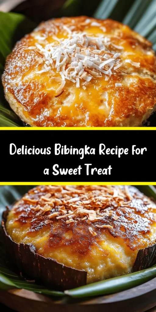 Indulge in the sweet, warm flavor of Heavenly Bibingka Delight! This traditional Filipino rice cake is made with simple ingredients like rice flour, coconut milk, and sugar, topped with cheese and salted duck eggs for an authentic touch. Easy to make and perfect for sharing, it's baked to golden perfection and finished with extra coconut flakes. Ideal for festive celebrations or cozy gatherings, enjoy every delicious bite of this comforting dessert!