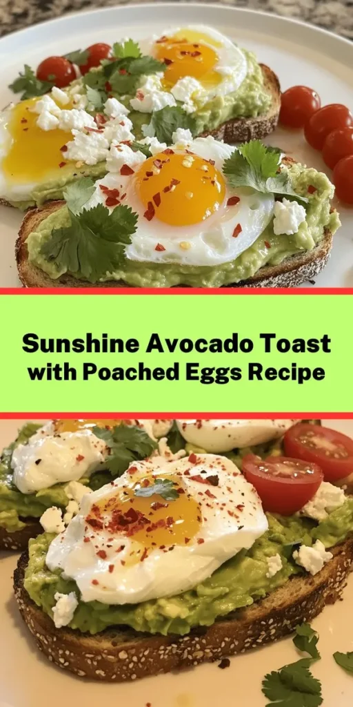 Start your day with a burst of flavor and nutrition with this delightful Morning Sunshine Avocado Toast topped with a perfectly poached egg! In just 20 minutes, you can whip up this simple and satisfying breakfast featuring creamy avocados, crunchy whole grain bread, and a hint of spice from red pepper flakes. Customize it with feta cheese or cherry tomatoes for extra flair. Enjoy a delicious, healthy start to your morning that’s sure to brighten your day!