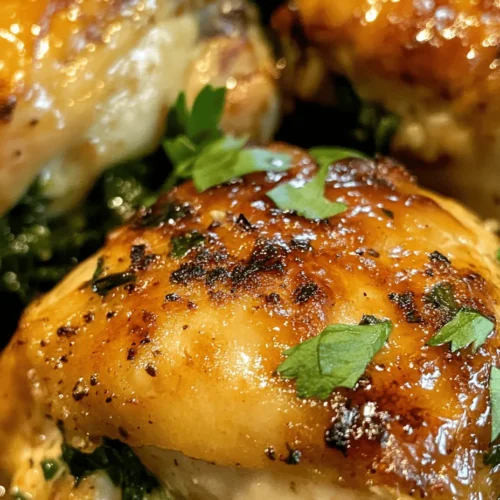 The Juicy Spinach & Feta Stuffed Chicken Breast is not just a feast for the eyes; it is also a powerhouse of nutrition. Spinach, a key ingredient in this recipe, is well-known for its health benefits. This leafy green is rich in vitamins A, C, and K, as well as iron and antioxidants, making it an excellent choice for boosting your immune system and overall health. Feta cheese, another star ingredient, adds a tangy flavor while being lower in fat compared to many other cheeses. The combination of lean protein from the chicken, healthy fats from the olive oil, and the vitamins and minerals found in spinach and feta make this dish a well-rounded meal option.