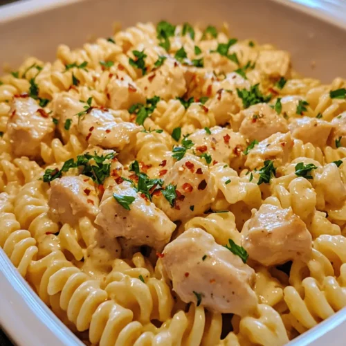 In the world of weeknight dinners, few dishes can rival the comforting embrace of creamy garlic butter chicken served over rotini pasta. This indulgent recipe combines the savory flavors of tender chicken, rich cream, and aromatic garlic, all enveloped in a velvety Parmesan sauce. Perfect for busy families or anyone looking to elevate their dinner game without spending hours in the kitchen, this dish is not only quick to prepare but also a crowd-pleaser. Each bite delivers a creamy, mouthwatering experience that will have everyone asking for seconds.