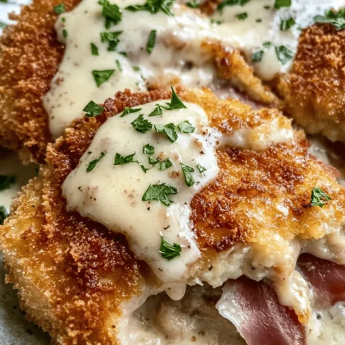 Chicken Cordon Bleu is a timeless classic that brings together the tender juiciness of chicken, the savory richness of ham, and the creamy melt of Swiss cheese, all enveloped in a crispy, golden-brown crust. This dish is a feast for the eyes and the palate, making it a perfect centerpiece for family dinners, special occasions, or even a casual gathering with friends. The combination of flavors and textures creates a harmonious balance that is sure to impress your guests and leave them asking for seconds.