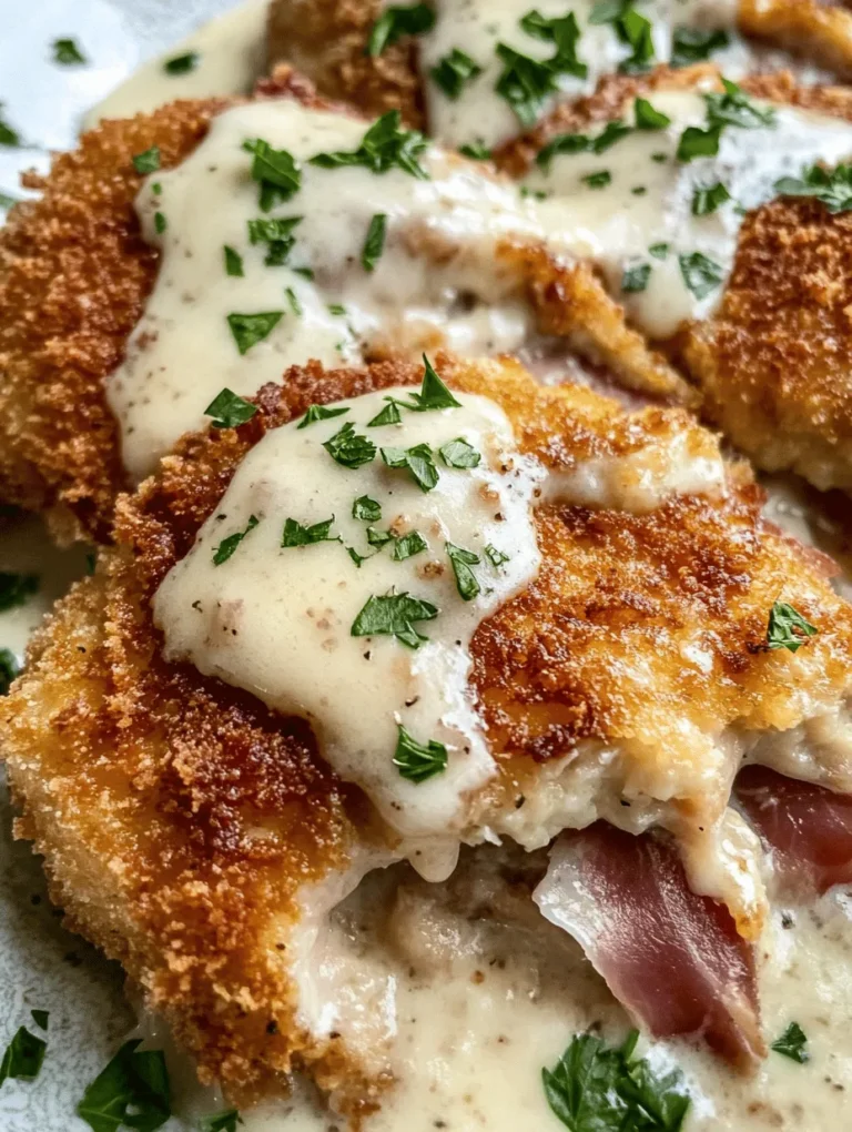 Chicken Cordon Bleu is a timeless classic that brings together the tender juiciness of chicken, the savory richness of ham, and the creamy melt of Swiss cheese, all enveloped in a crispy, golden-brown crust. This dish is a feast for the eyes and the palate, making it a perfect centerpiece for family dinners, special occasions, or even a casual gathering with friends. The combination of flavors and textures creates a harmonious balance that is sure to impress your guests and leave them asking for seconds.
