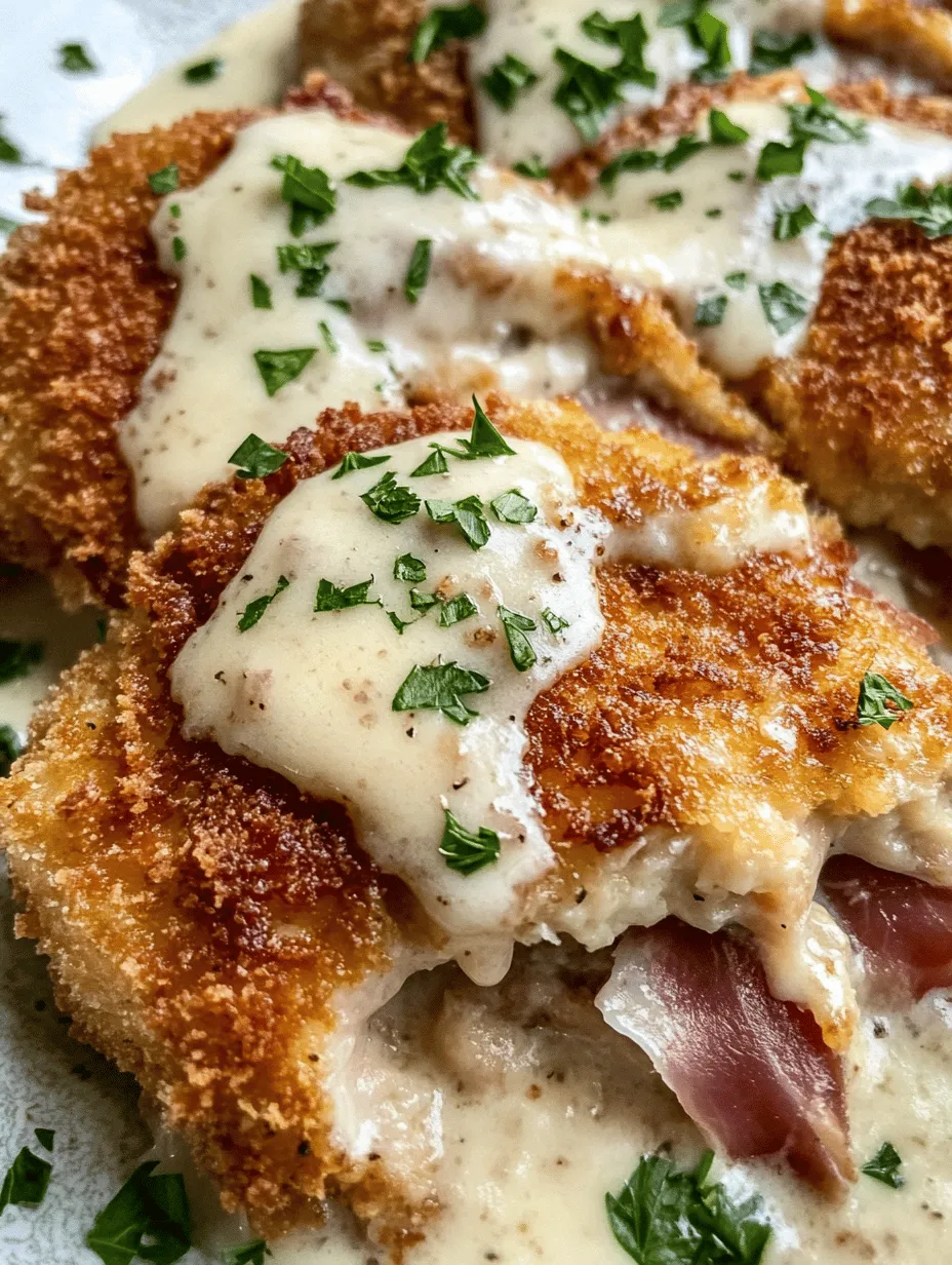 Chicken Cordon Bleu is a timeless classic that brings together the tender juiciness of chicken, the savory richness of ham, and the creamy melt of Swiss cheese, all enveloped in a crispy, golden-brown crust. This dish is a feast for the eyes and the palate, making it a perfect centerpiece for family dinners, special occasions, or even a casual gathering with friends. The combination of flavors and textures creates a harmonious balance that is sure to impress your guests and leave them asking for seconds.
