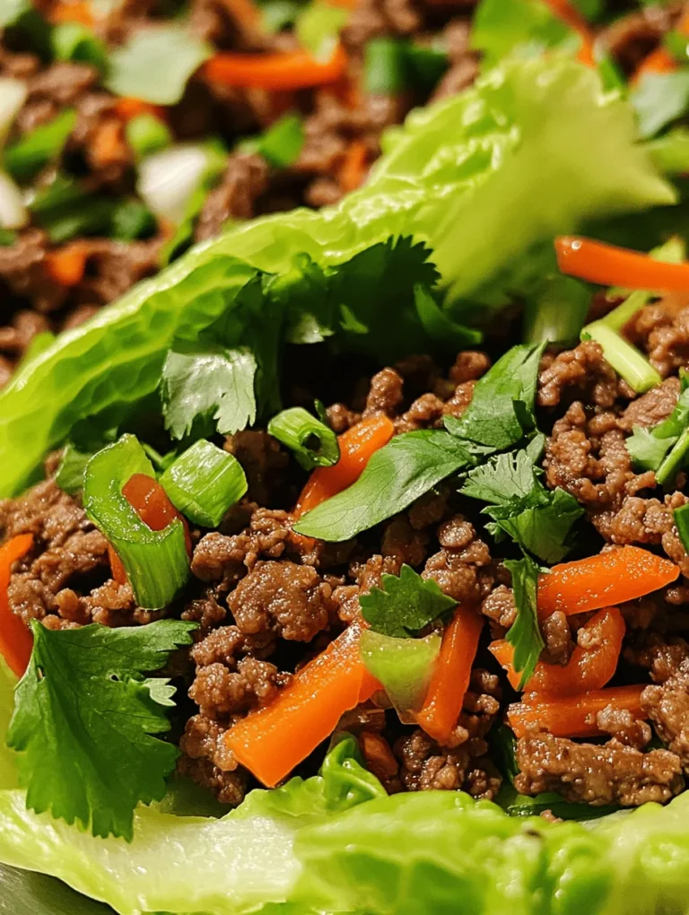 In the vibrant world of Asian cuisine, few dishes are as beloved as the Savory Asian-Style Ground Beef Lettuce Wraps. These wraps offer a delightful combination of flavors and textures, marrying the rich umami of seasoned ground beef with the refreshing crunch of fresh lettuce leaves. Ideal for a quick weeknight dinner or a fun appetizer for gatherings, this dish stands out not only for its taste but also for its versatility. With a preparation time that fits seamlessly into a busy schedule, these wraps allow you to enjoy the depth of Asian flavors without spending hours in the kitchen.