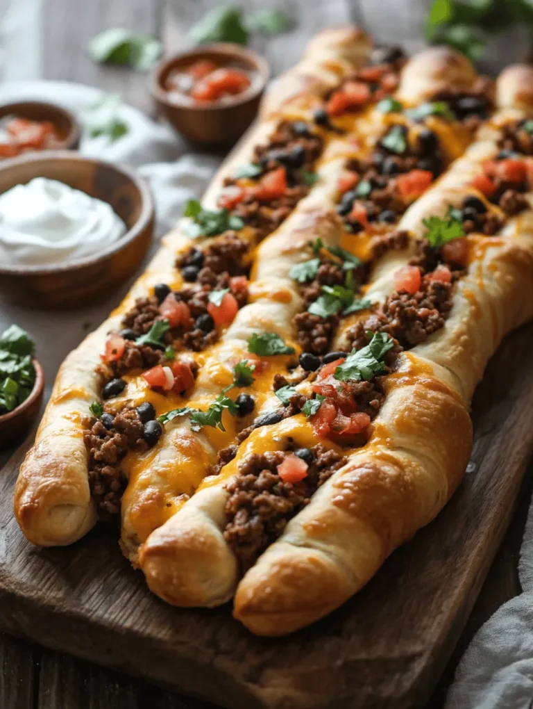 Are you looking for a fun and delicious recipe that can elevate your next game night, family dinner, or party? Look no further than Cheesy Taco Sticks! This delightful fusion of flavors and textures combines the savory goodness of seasoned beef or turkey, gooey melted cheese, and zesty taco seasonings, all wrapped in flaky, golden dough. These cheesy delights are not only easy to prepare but also incredibly satisfying, making them a hit with both kids and adults alike.
