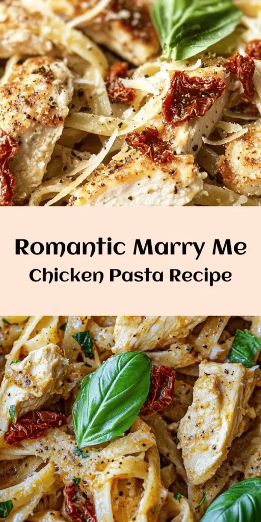 Indulge in this irresistible Marry Me Chicken Pasta! Cooked to perfection, this creamy dish combines tender chicken, sun-dried tomatoes, and a rich Parmesan sauce, all over a bed of fettuccine. Perfect for date nights or special gatherings, it’s sure to impress anyone at the table! With just a few simple steps and ingredients, you'll have a delightful meal ready in under 30 minutes. Don’t forget to garnish with fresh basil for that extra touch of love!