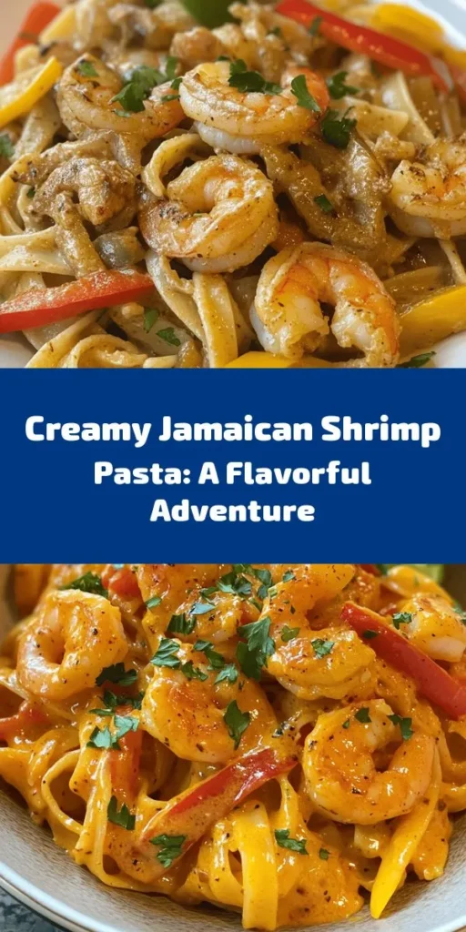 Indulge in the vibrant flavors of Jamaica with this creamy shrimp pasta recipe! Perfectly cooked linguine or fettuccine is tossed with succulent shrimp, colorful bell peppers, and a rich coconut milk sauce infused with Jamaican jerk seasoning. This dish is a delightful mix of spicy and creamy, topped with Parmesan and fresh herbs. Ideal for a quick weeknight dinner or a special occasion. Pair with lime wedges for the perfect finish!