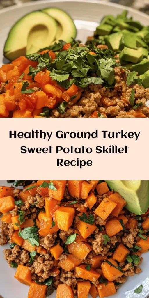 Looking for a healthy and delicious weeknight dinner? Try this Ground Turkey Sweet Potato Skillet Delight! Packed with protein, fiber, and vibrant veggies, this one-pan meal is quick to prepare and bursting with flavor. Enjoy the savory mix of ground turkey, sweet potatoes, and spices, all topped with fresh spinach. It’s perfect for a family dinner and can easily be customized. Serve with avocado for an extra creamy touch!