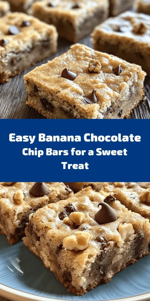 Indulge in these Banana Bliss Chocolate Chip Bars that combine the natural sweetness of ripe bananas with rich chocolate chips for a delightful treat! Made with simple ingredients like melted butter, brown sugar, and walnuts, these bars are easy to whip up in just 45 minutes. Perfect for a snack or dessert, they are sure to please your family and friends. Try them today and savor the deliciousness in every bite! 🍌🍫