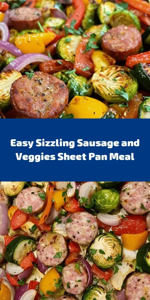 Make mealtime a breeze with this Sizzling Sheet Pan Sausage & Colorful Veggies! This one-pan wonder features delicious smoked sausage, vibrant bell peppers, Brussels sprouts, and zucchini, all seasoned to perfection. Simply toss everything together with olive oil and spices, roast it in the oven, and enjoy a hearty meal in just 40 minutes. It's a flavorful, easy, and healthy option that's perfect for busy weeknights! Don’t forget to garnish with fresh parsley for a pop of color!