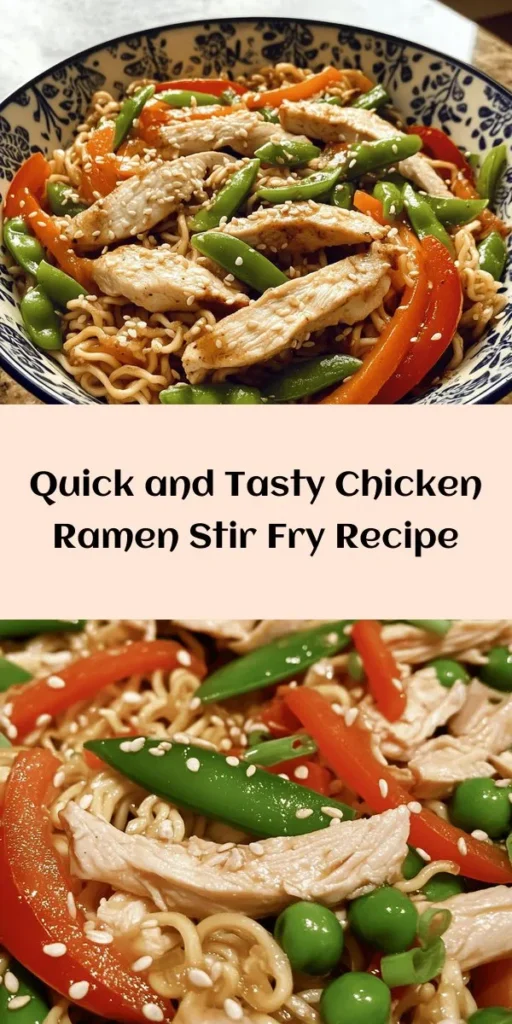Savor the flavors of this Chicken Ramen Stir Fry Delight! In just 30 minutes, you can whip up a delicious meal featuring tender chicken, colorful veggies, and chewy ramen noodles. This quick and easy recipe combines soy sauce, oyster sauce, and sesame oil for a savory kick. Perfect for busy weeknights, this dish is both satisfying and nutritious. Garnish with sesame seeds and green onions for an extra touch. Give it a try!