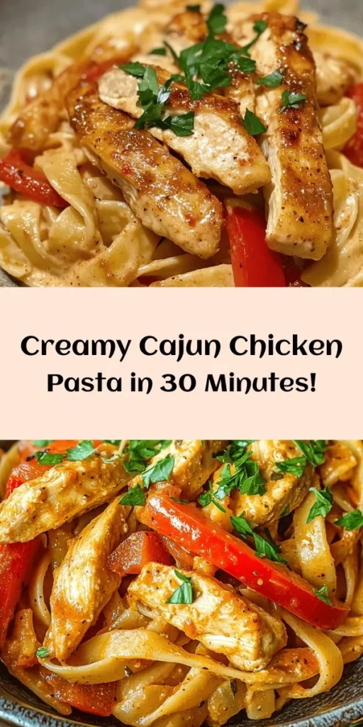 Looking for a delicious, quick dinner? Try this creamy Cajun chicken pasta! This dish combines tender chicken, colorful veggies, and a rich, flavorful sauce, all tossed with fettuccine for a satisfying meal. With just a few simple ingredients and only 30 minutes needed, it's perfect for busy weeknights. Garnish with fresh parsley for that extra touch. Get ready to indulge in a bowl of comfort that's bursting with Cajun flair! 🍝🌶️