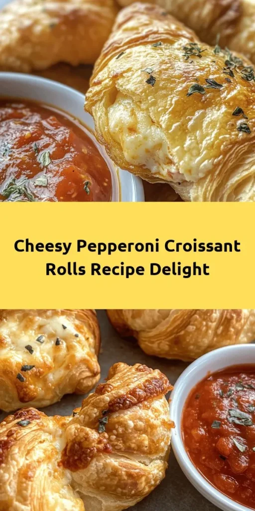 Get ready for a delightful snack with these Mozzarella Pepperoni Croissant Rolls! Made with just a few simple ingredients, this easy recipe combines flaky crescent rolls, gooey mozzarella cheese, and savory pepperoni. They’re seasoned with oregano and garlic for extra flavor, and perfect for dipping in marinara sauce. In just 25 minutes, you can whip up a batch of these delicious bites that are ideal for parties, movie nights, or a tasty treat anytime!