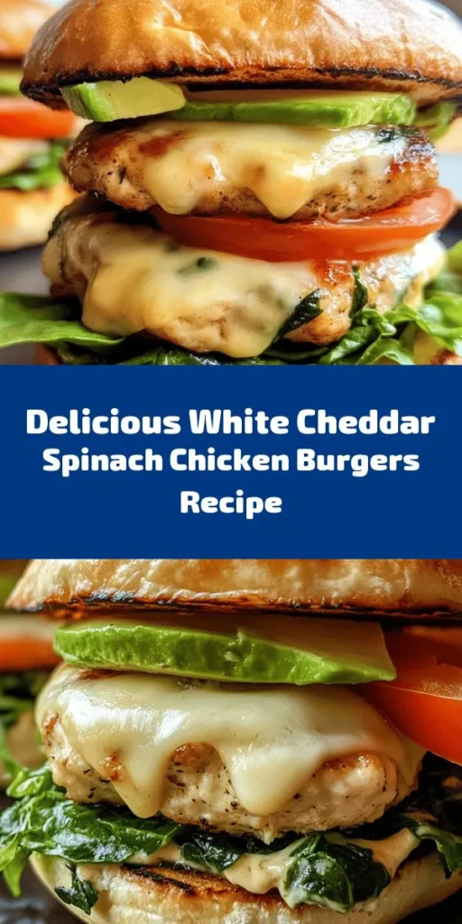 Savor the deliciousness of homemade White Cheddar and Spinach Chicken Burgers! Juicy ground chicken is mixed with fresh spinach, creamy white cheddar, and a hint of smoked paprika, creating a flavorful patty that's grilled to perfection. Ready in just 30 minutes, these burgers are perfect for a quick weeknight dinner or a weekend gathering. Top them with your favorite veggies for a fresh and satisfying meal. Don’t miss out on this delightful recipe!