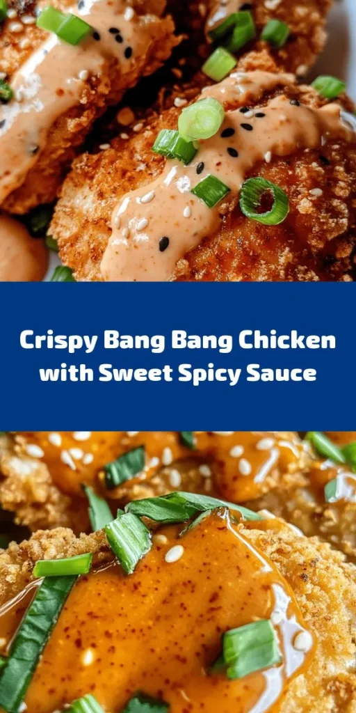 Looking for a delicious twist on chicken? Try this Crispy Bang Bang Chicken recipe! With juicy chicken thighs marinated in a flavorful mix, then coated in a crunchy panko breadcrumb crust, this dish is a sure crowd-pleaser. Served with a mouthwatering Bang Bang Sauce that combines creamy mayo, sweet chili, and a kick of Sriracha, it’s perfect for a weeknight dinner or a fun gathering. Easy to make and bursting with flavor, you won't want to miss it!