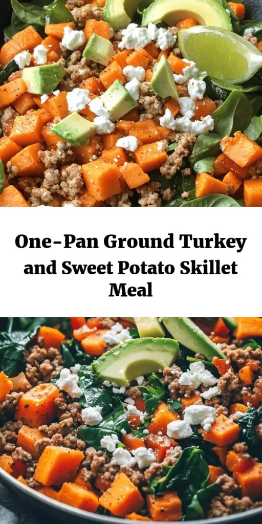 This delicious Ground Turkey Sweet Potato Skillet is a perfect weeknight dinner that's both healthy and satisfying! Featuring ground turkey, sweet potatoes, and fresh spinach, this one-pan meal is packed with flavor from spices like cumin and smoked paprika. It's easy to prepare in just 30 minutes, and you can customize it with toppings like avocado, cilantro, or feta cheese. Perfect for a nutritious family meal or meal prep! 🍠🍗 #HealthyRecipes #OnePanMeals