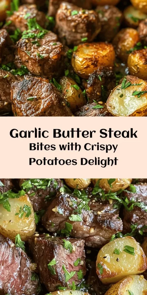 Indulge in these sizzling garlic butter steak bites and crispy baby potatoes for a mouthwatering meal! This quick recipe combines tender sirloin cubes and golden potatoes, all coated in a fragrant garlic butter sauce with hints of rosemary and thyme. Perfect for a weeknight dinner or a special occasion, this dish is ready to impress in just 30 minutes. Serve it warm, garnish with fresh parsley, and enjoy every bite!