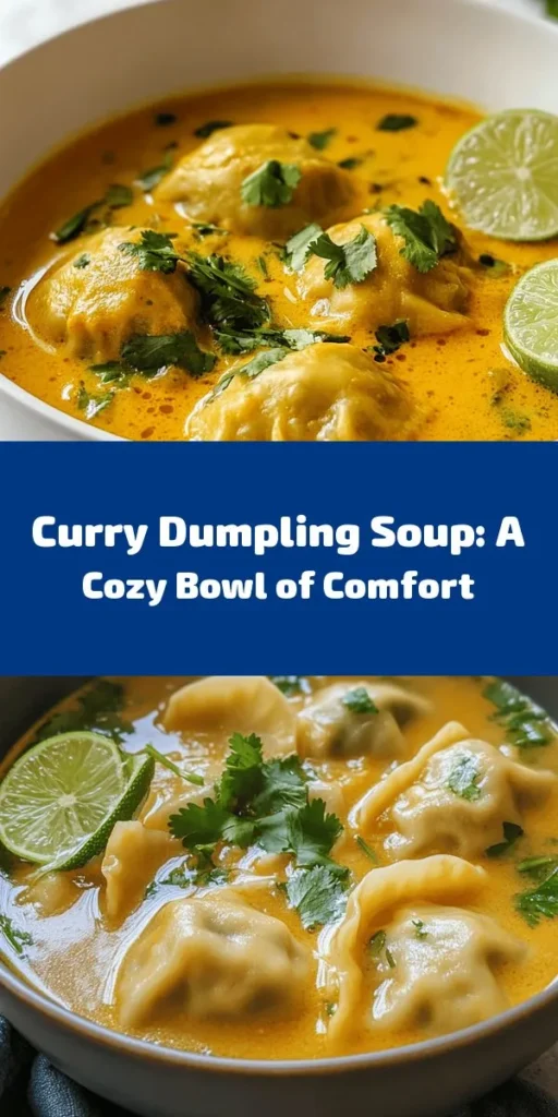 Warm up your taste buds with this Heavenly Curry Dumpling Soup! Packed with flavorful spices, creamy coconut milk, and delightful homemade dumplings stuffed with fresh vegetables (and optional chicken or tofu), this comforting dish is perfect for cozy nights. Ready in just 50 minutes, it’s a great way to impress family and friends. Finish with a squeeze of lime and fresh cilantro for the ultimate flavor boost! Perfect for any soup lover!