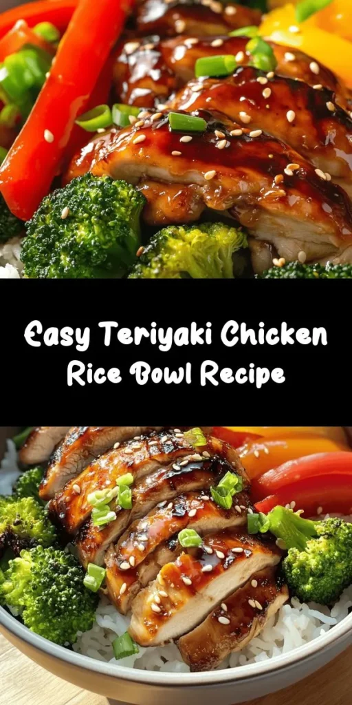 Savor the flavors of this Teriyaki Chicken Rice Bowl! Perfect for a quick weeknight dinner, this dish features tender marinated chicken thighs cooked to perfection and served over fluffy jasmine rice. Loaded with vibrant sautéed broccoli and bell peppers, it's both delicious and nutritious. Garnish with sliced green onions and sesame seeds for that perfect finishing touch. Easy to make and sure to please the whole family! Give it a try today!