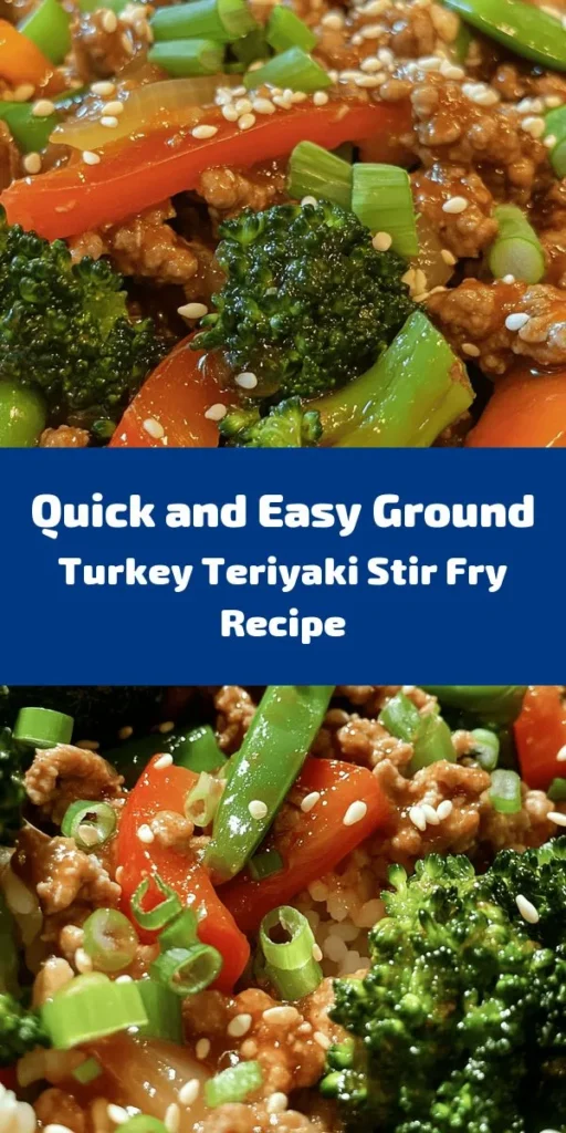 Delight in this Savory Ground Turkey Teriyaki Stir Fry, a quick and wholesome meal perfect for busy weeknights! With ground turkey, fresh vegetables like broccoli, bell peppers, and snap peas, this dish is not only colorful but packed with flavor. Ready in just 30 minutes, it's tossed in a savory teriyaki and soy sauce, served over rice or quinoa, and topped with sesame seeds. A delicious fusion of tastes the whole family will love!