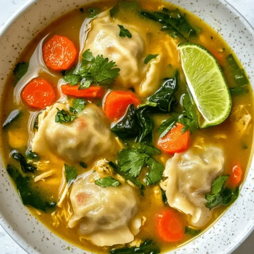 The Ultimate Curry Dumpling Soup is a comforting dish that marries the delightful textures of handmade dumplings with the rich, aromatic flavors of a curry-infused broth. This soup is not just a meal; it’s an experience that warms the heart and soul, making it perfect for cozy family dinners, gatherings with friends, or simply a delightful solo indulgence. The fusion of traditional dumpling-making techniques with the vibrant spices of curry showcases how culinary boundaries can be beautifully crossed, bringing dishes from different cultures together on one plate.