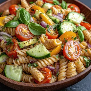 The Zesty Lemon Basil Pasta Salad is not just another pasta dish; it’s a celebration of fresh, wholesome ingredients that come together to create a meal bursting with flavor. The combination of pasta, vegetables, and aromatic herbs makes it a versatile choice, suitable for various occasions—from casual family dinners to festive gatherings with friends. Its refreshing taste will surely impress your guests while providing a nutritious meal that doesn’t compromise on flavor.