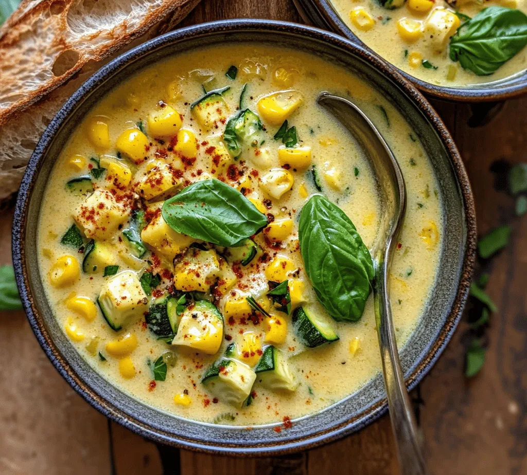 The appeal of Summer Corn and Zucchini Chowder lies in its versatility. This creamy, hearty soup can be served as a light main dish or as an accompaniment to your favorite summer meal. The combination of sweet corn, tender zucchini, and earthy potatoes creates a symphony of flavors that evoke memories of summer picnics and family gatherings.