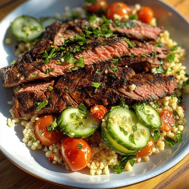 Grilled Skirt Steak with Lemon Herb Couscous Salad is a culinary delight that brings together robust flavors, vibrant textures, and a hint of zest that tantalizes the taste buds. This dish seamlessly combines the rich, savory notes of marinated skirt steak with the light and refreshing qualities of a lemon herb couscous salad, making it an ideal meal for summer barbecues or weeknight dinners alike. The beauty of this recipe lies in its simplicity, allowing the natural flavors of the ingredients to shine while still providing a satisfying dining experience.